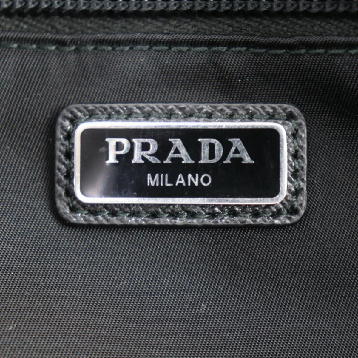 Pre-Owned PRADA Prada second bag 2NA819 nylon leather Dark silver hardware clutch handbag triangle logo (Good)