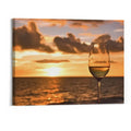 Shiartex Wall Art Painting Pictures Glass of white wine on the beach at sunset Sundowners Framed Poster Prints on Canvas Artwork for Living Room Bedroom Home Office Decor 20x16 Unit