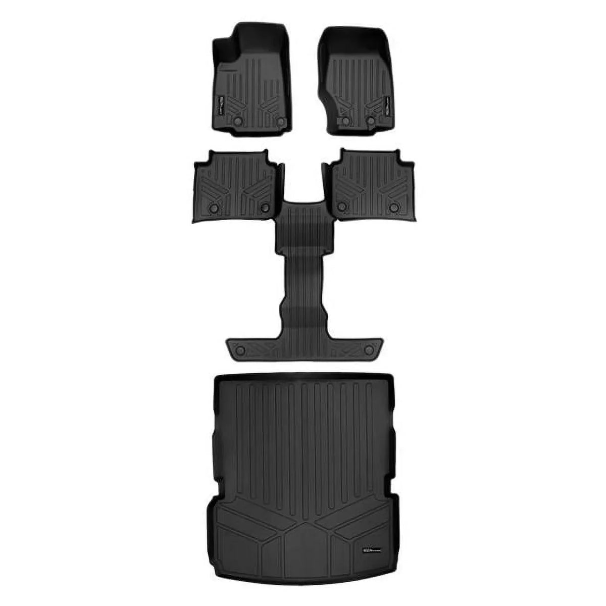 SA0568-B0570-D0568 All Weather Custom Fit Midnight 3 Row & Cargo Liner Behind the 2nd Row Floor Mat Liner Set for 2021-2023 Jeep Grand Cherokee L, Charcoal