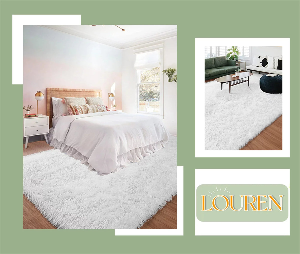 Fashionable and durable White Soft Area Rug for Bedroom,8x10,Fluffy Rug,Big Rug,Shag Carpet Non-Slip
