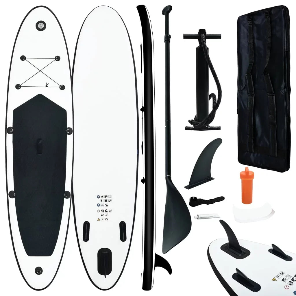 Buyweek Inflatable Stand up Paddle Board Set Charcoal and White