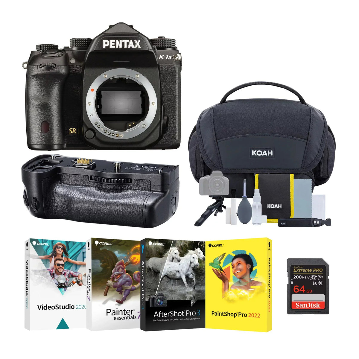 Pentax K-1 Mark II DSLR Camera with D-BG6 Battery Grip, Memory SD Card Bundle