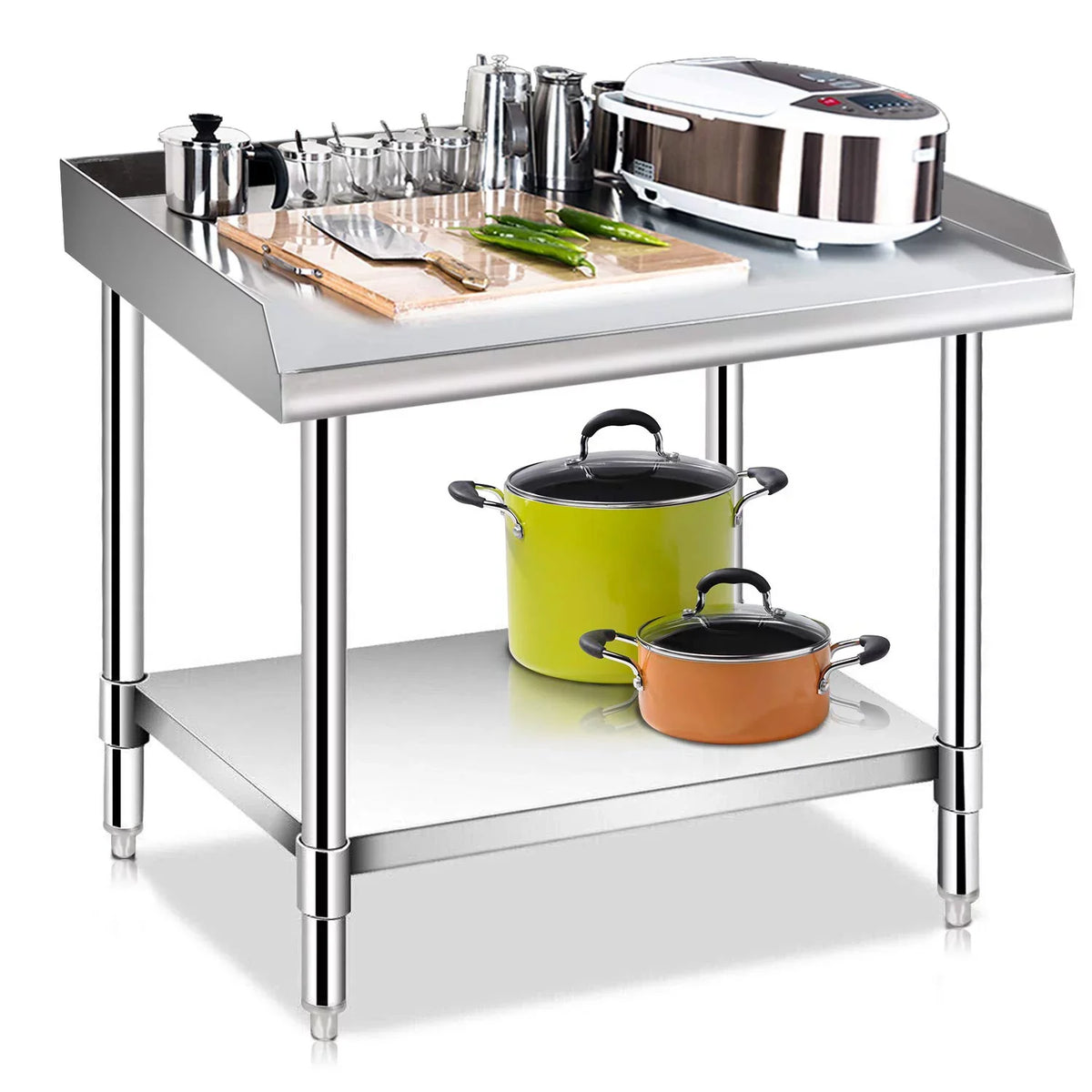Stainless Steel Work Table - Kitchen & BBQ Table with Undershelf Workstation for Kitchen Home Restaurant Hotel-Heavy Duty Equipment Grill Stand - 24x28 Unit