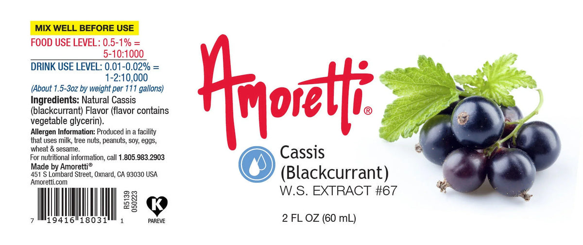 Amoretti - Cassis Charcoal Extract Water Soluble 2 oz - Highly Concentrated & Perfect For Pastry, Savory, Brewing, and more, Preservative Free, Vegan, Kosher Pareve, Keto Friendly