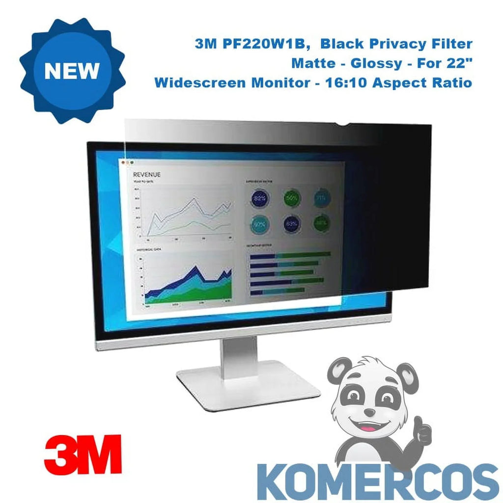 3M PF220W1B - Dark Privacy Filter, Matte, Glossy, For 22-in. Widescreen Monitor
