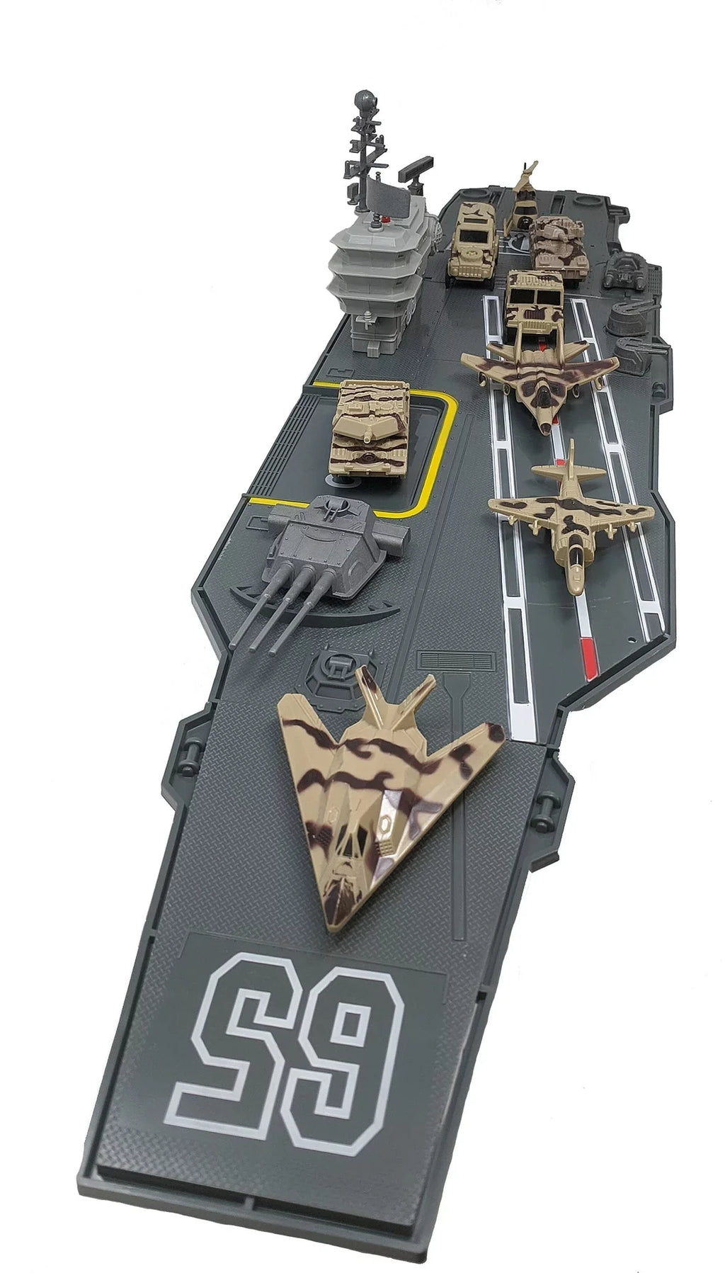 31 Centimeter Toy Aircraft Carrier with Sound Effects Military Vehicles and 6 Drones