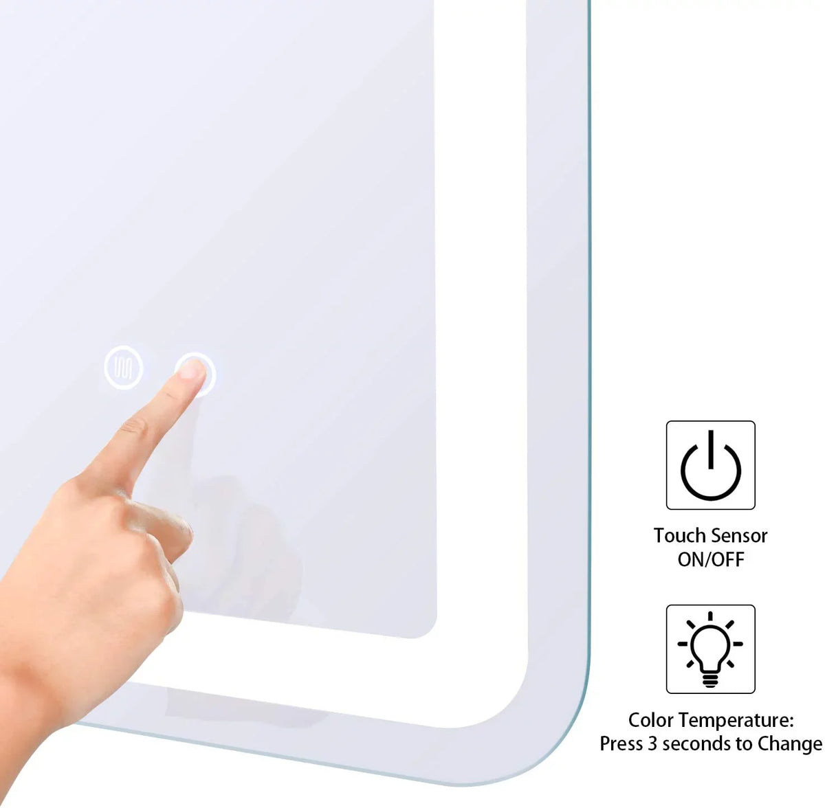 Simple Deluxe 36 x 28 Centimeter Large Wall Anti-Fog Dimmable LED Bathroom Vanity Makeup Mirror with White/Warm Light(Horizontal/Vertical), Transparent