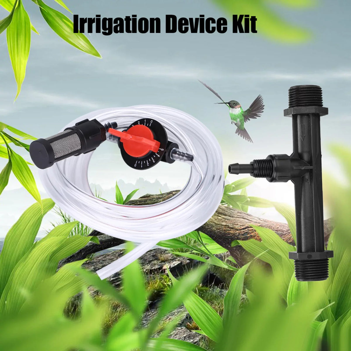 OKBY Irrigation Device - Garden Irrigation Device Kit G3/4 Injector + Switch + Filter + Water Tube