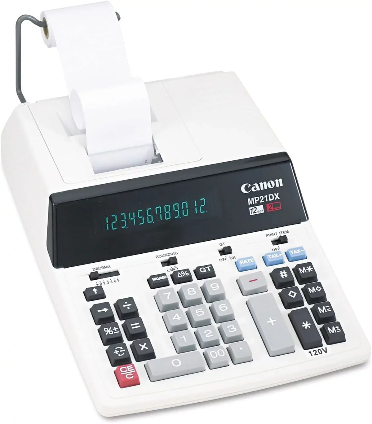 Canon MP21DX Mp21dx Two-Color Printing Calculator 12-Digit Fluorescent Onyx