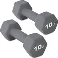 10LB Set Of 2 Hex Dumbbells Rubber Coated Cast Iron Hex Charcoal Dumbbell Weights For Exercises Neoprene Dumbbell Hand Weights Anti-Slip Anti-Roll Hex Shape Colorful 10Lbs Pair