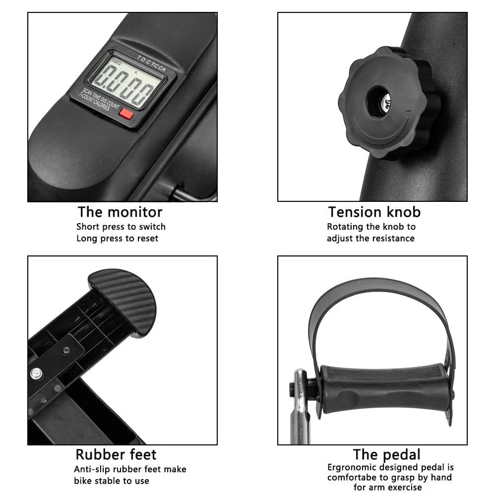 Winado Pedal Exerciser, Under Desk Mini Bike, for Arm and Leg Exercise, Midnight