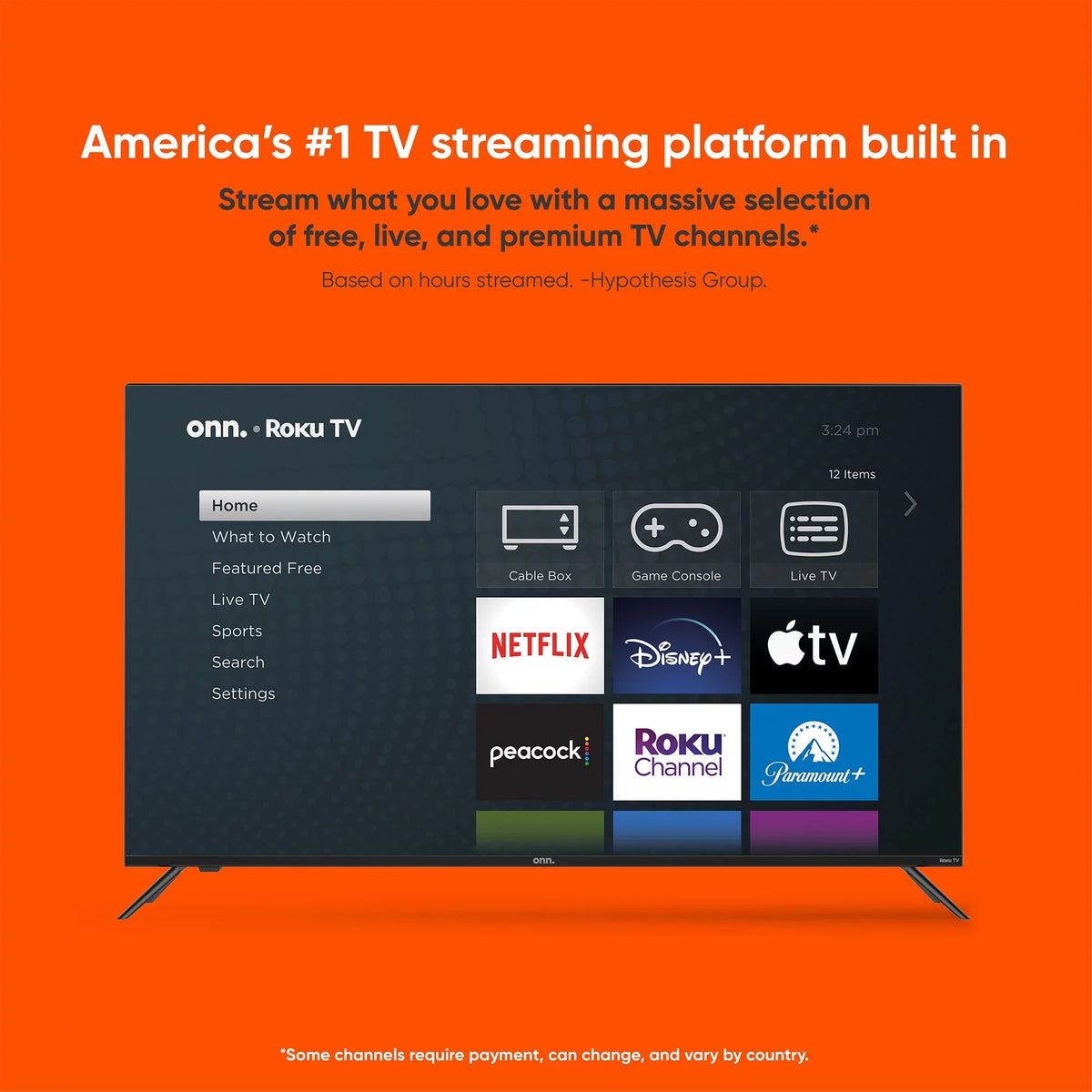onn. 55” QLED 4K UHD (2160p) Roku Smart TV with Dolby Atmos, Dolby Vision, Local Dimming, 120hz Effective Refresh Rate, and HDR (100071701)