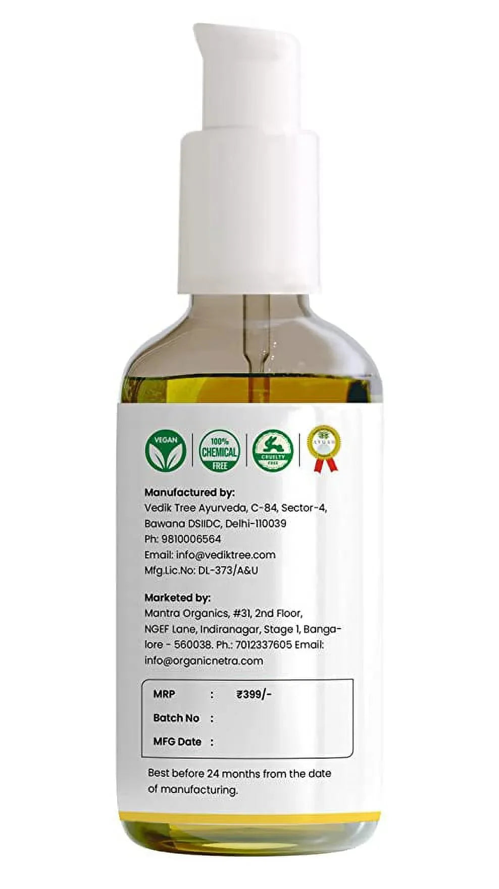 Organic Netra® Vitamin E Oil – Pure Plant-Based Face and Hair Oil for Men and Women – Ideal for Radiant, Moisturized and Youthful Looking Skin and Hair - For Stretch Marks – 30 ml