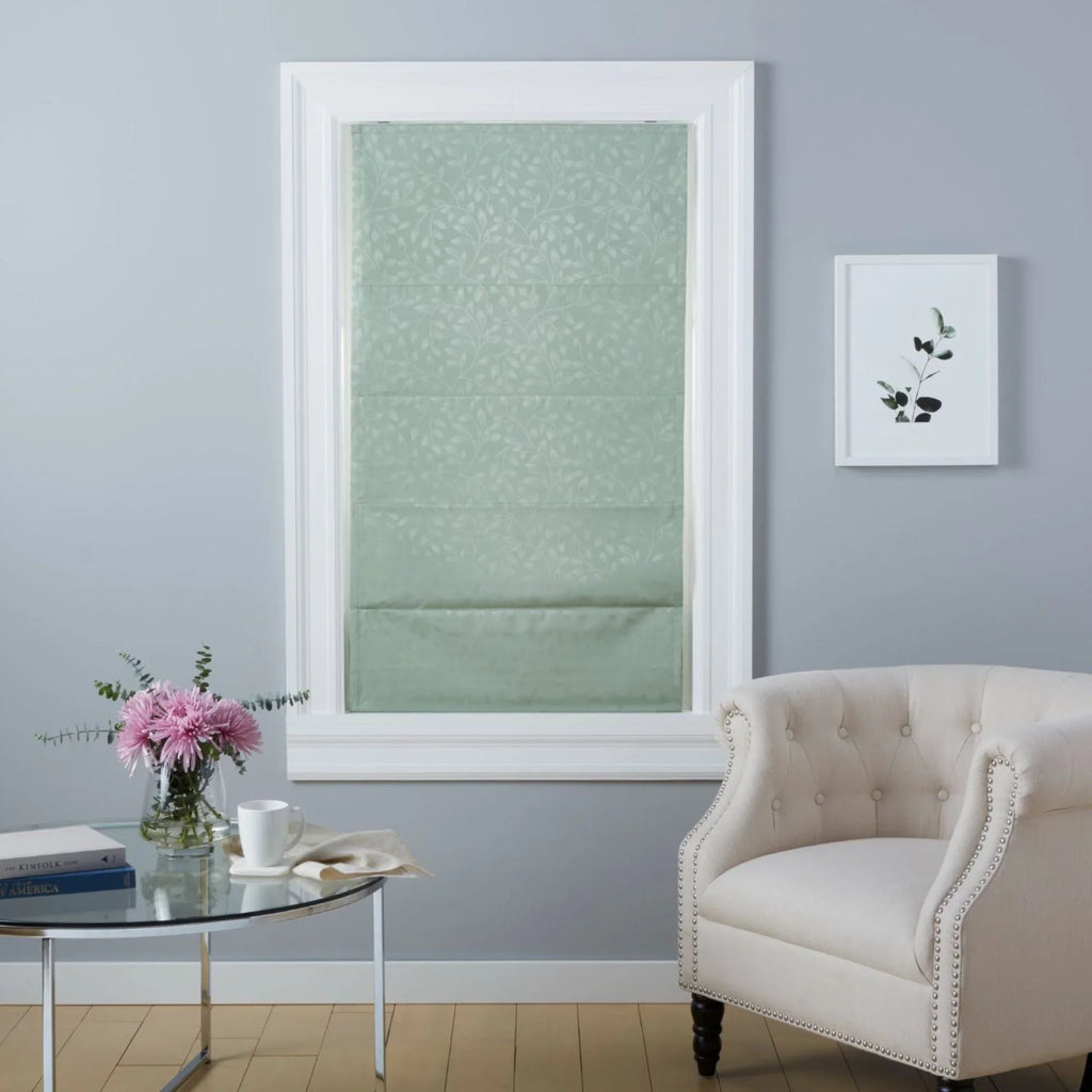 Exclusive Home Bolan Botanical Total Charcoal Roman Shade, 23"x 64", Sage