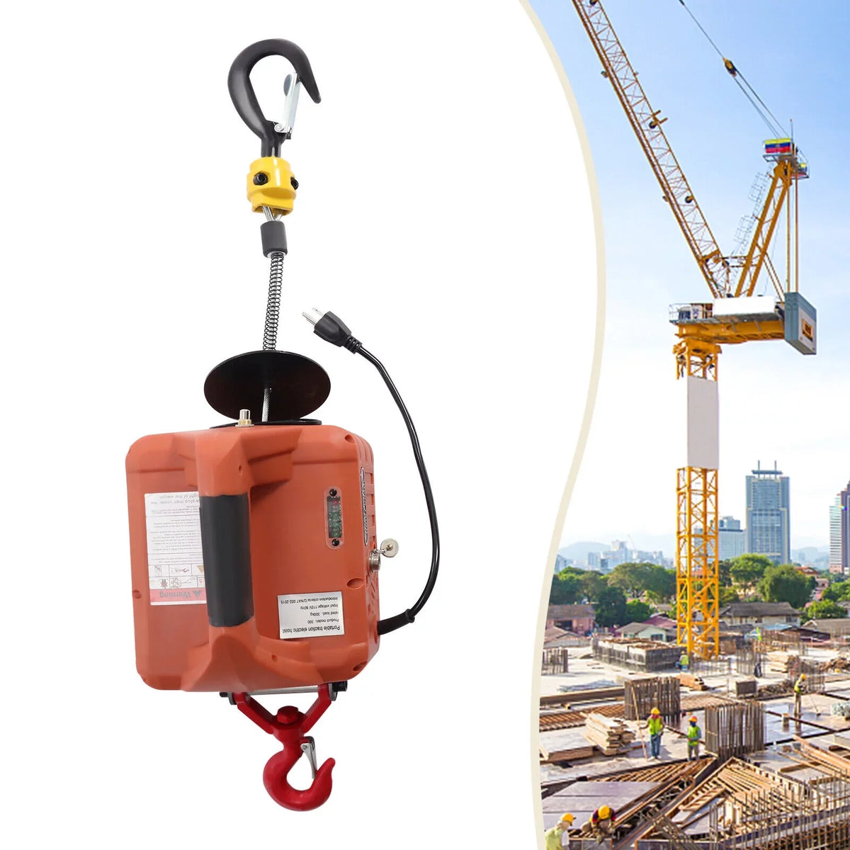 Miumaeov Electric Hoist Unit w/ Remote Control 200kg/440lb 62ft Lift Crane Heavy Duty
