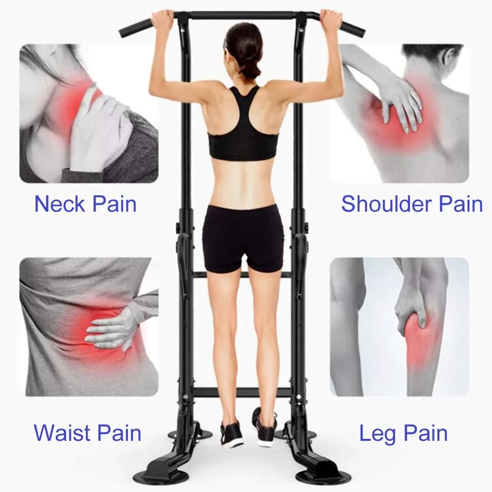 Wellynap Power Tower Pull Up Bar, 36.2" Strength Training Workout Equipment with Adjustable Height - Midnight