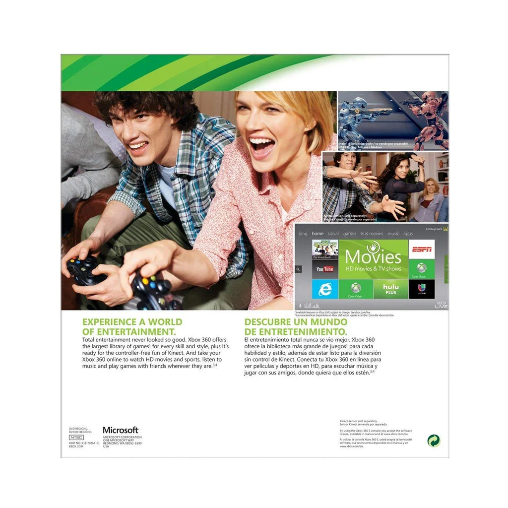 Open Box MICROSOFT XBOX 360 SLIM 250GB WIFI GAME CONSOLE BUNDLE Dark R9G-00198