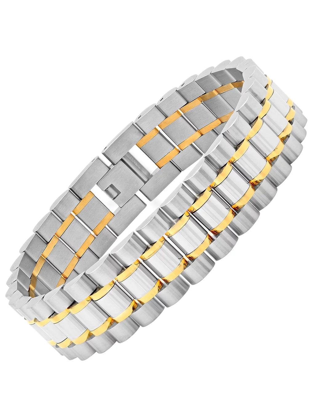 Mens Two-Tone Stainless Steel Watch Link Bracelet