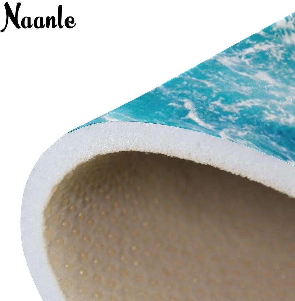 Wellsay Sea Ocean Wave Non Slip Area Rug for Living Dinning Room Bedroom Kitchen, 4' x 5'(48 x 63 Inch / 120 x 160 cm), Sea Ocean Wave Nursery Rug Floor Carpet Yoga Mat