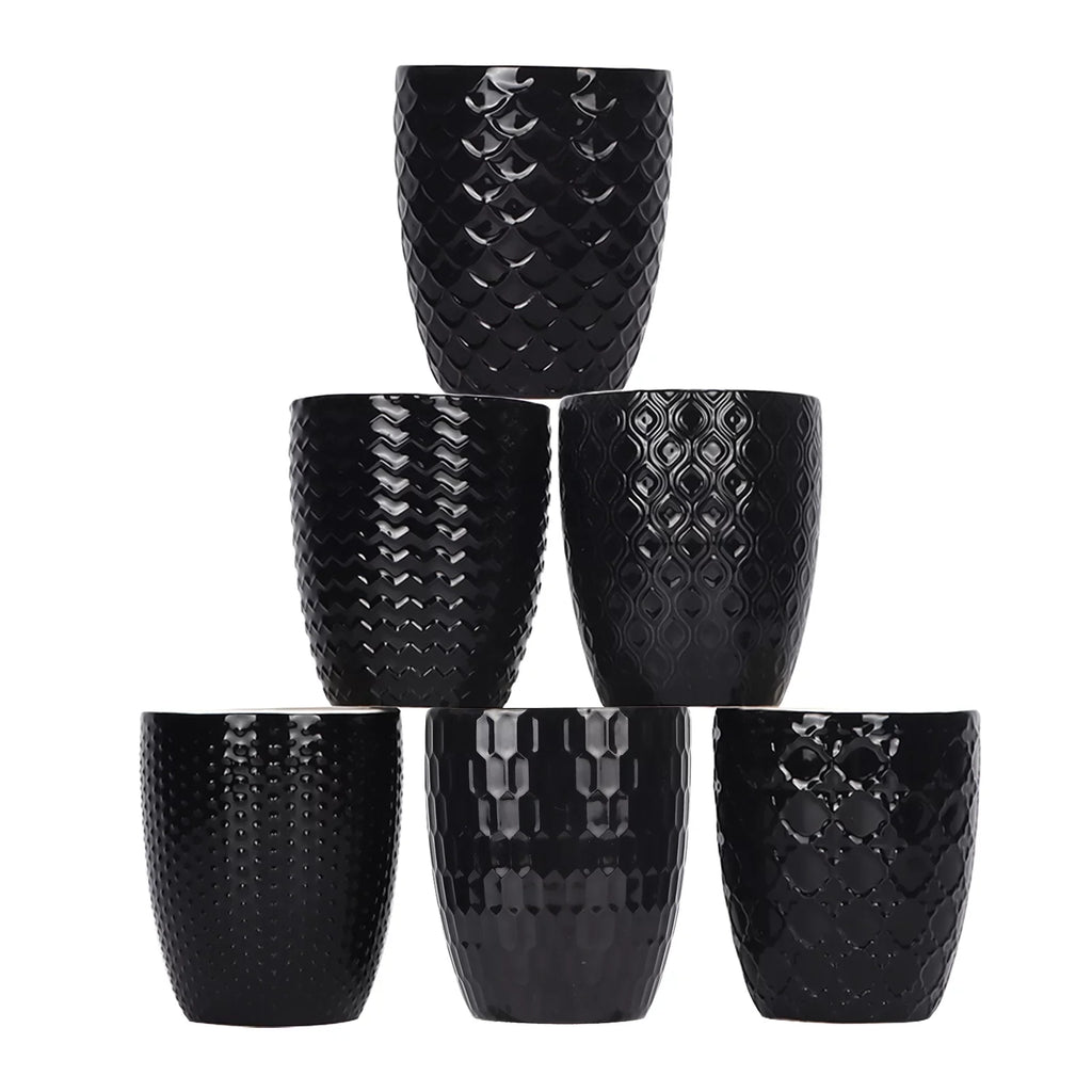 6 Pack Coffee Mug Set, Coffee Cup for Water, Coffee, Onyx Milk, Ceramic, 11.95 Floz