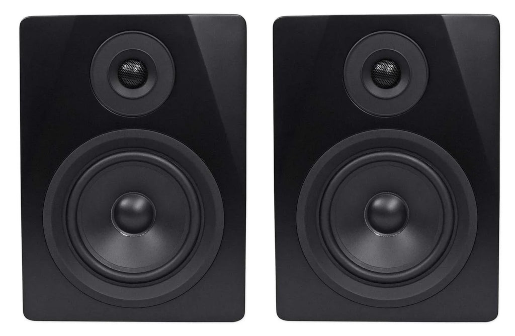 2 Rockville APM5B 5.25" USB Studio Monitor Speakers+36" Dark Wood Premium Stands