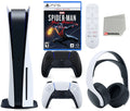 Sony Playstation 5 Disc Version (Sony PS5 Disc) with Midnight Charcoal Extra Controller, Headset, Media Remote, Marvel’s Spider-Man: Miles Morales Launch Edition and Microfiber Cleaning Cloth Bundle