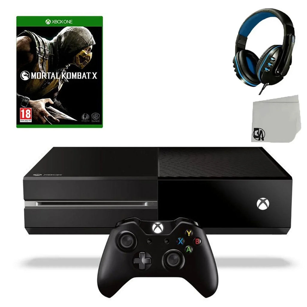 Microsoft Xbox One Original 500GB Gaming Console Dark Headset With Mortal Kombat X Game BOLT AXTION Bundle Used