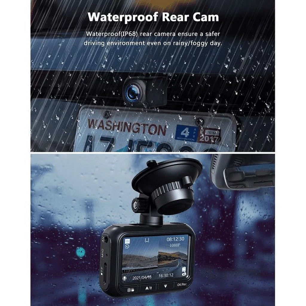 TOGUARD Dash Cam Front and Rear, 1080P Dash Camera, Dashcam with Night Vision, Car Camera with Inch LCD Display, Parking Mode, G-Sensor, Loop Recording, WDR