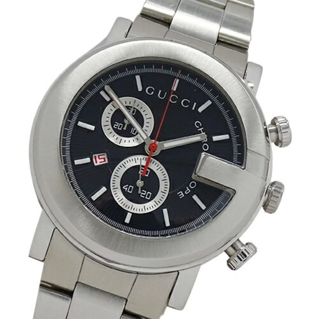 Used Gucci GUCCI watch men's G chrono date quartz stainless steel SS 101M YA101309 silver Charcoal