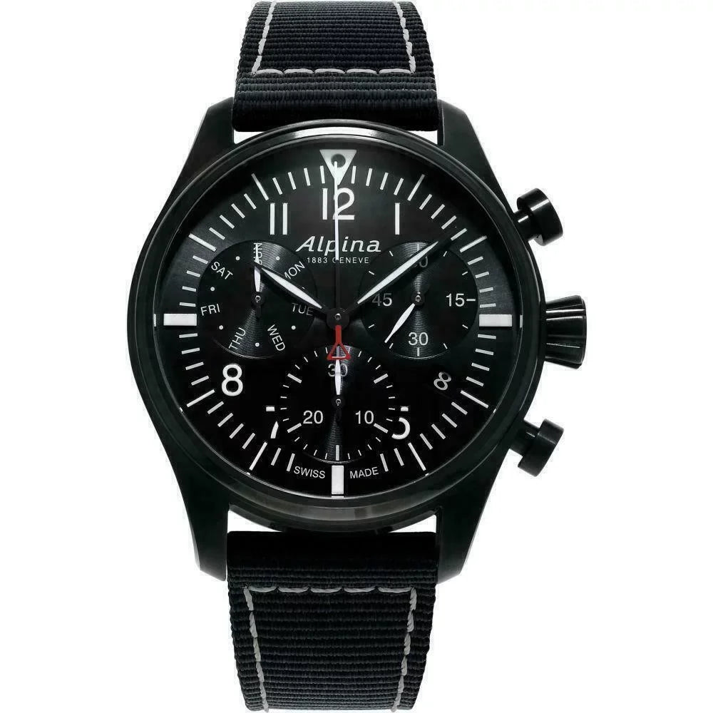Alpina Startimer Pilot Chronograph AL-371BB4FBS6 Midnight PVD Quartz Men's Watch