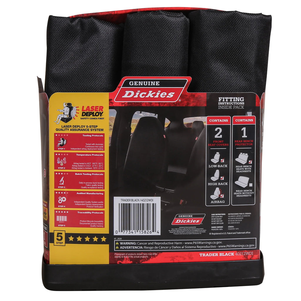 Genuine Dickies Full Vehicle Heavy Duty Polyester Car Seat Covers Onyx