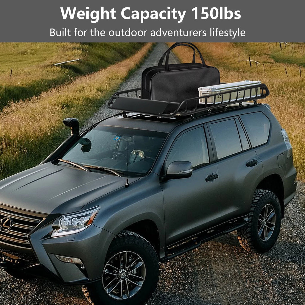 45"x 36"x4.5'' Rack Cargo Basket Universal Rooftop Cargo Rack, Cargo Carrier for Top of Vehicle for SUV, Truck, & Car Luggage Holder, 150 lbs Weight Capacity, Onyx