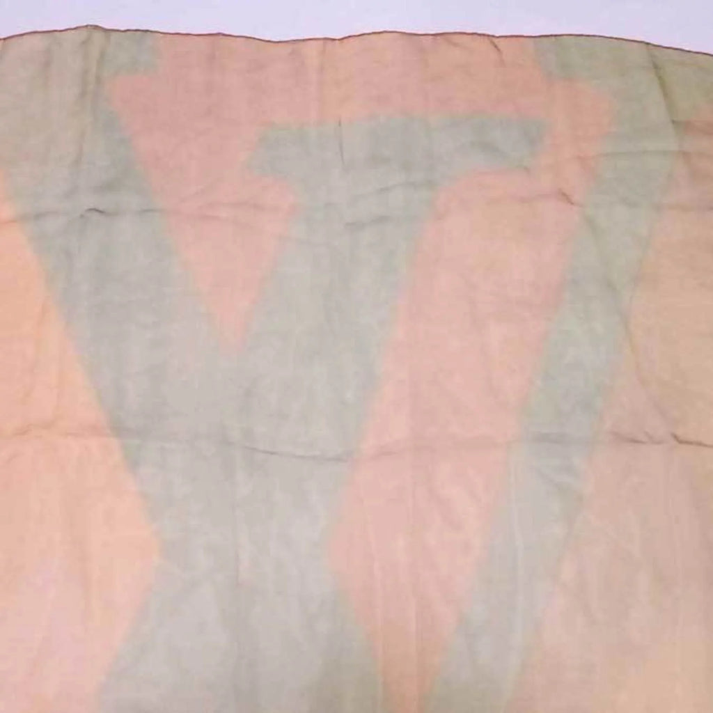 Pre-Owned Louis Vuitton Scarf LV Logo Orange x Yellow Green 100% Silk Women's (Good)