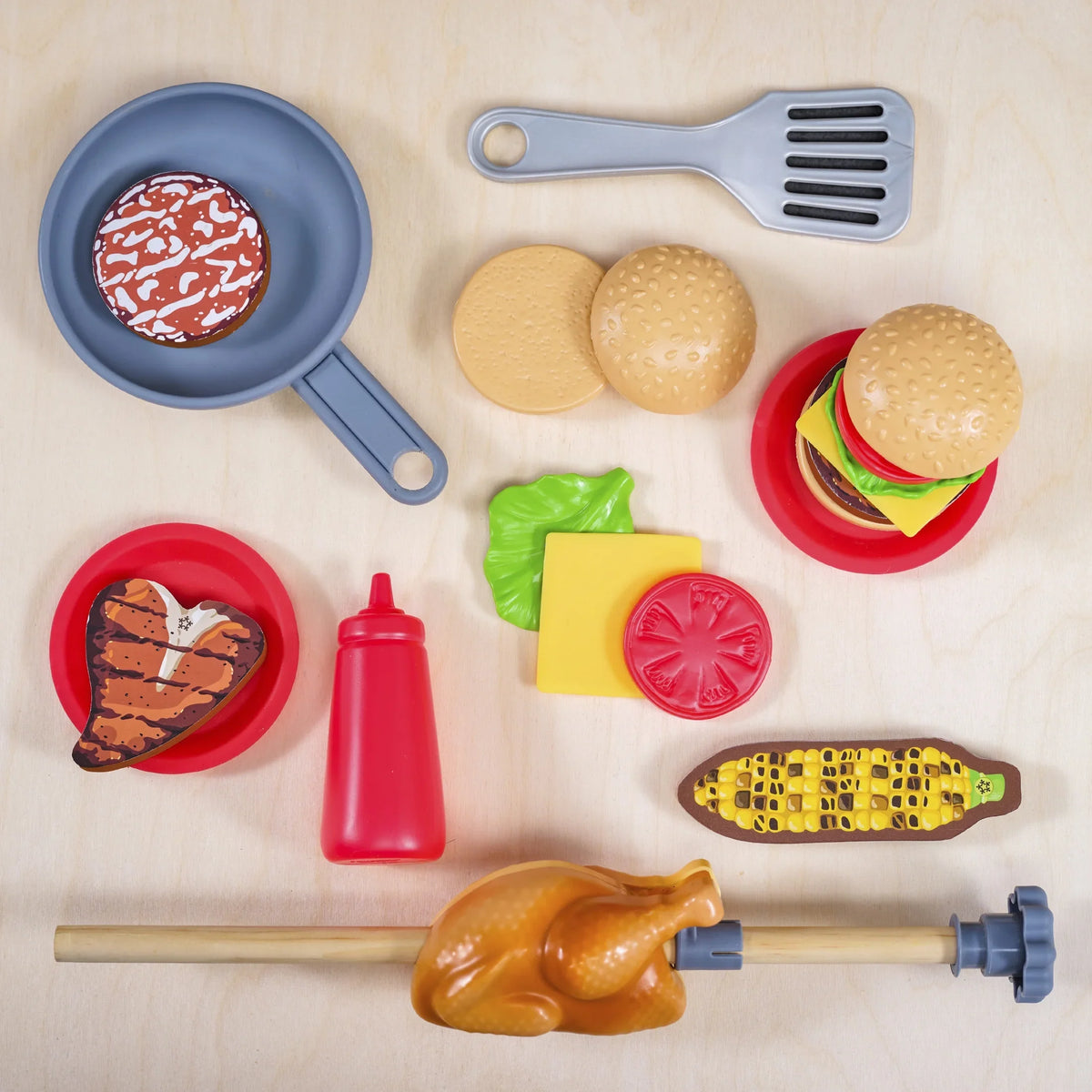 KidKraft Spin & Reveal Wooden Grill & Play Kitchen with Water-Reveal Food & 21 Accessories
