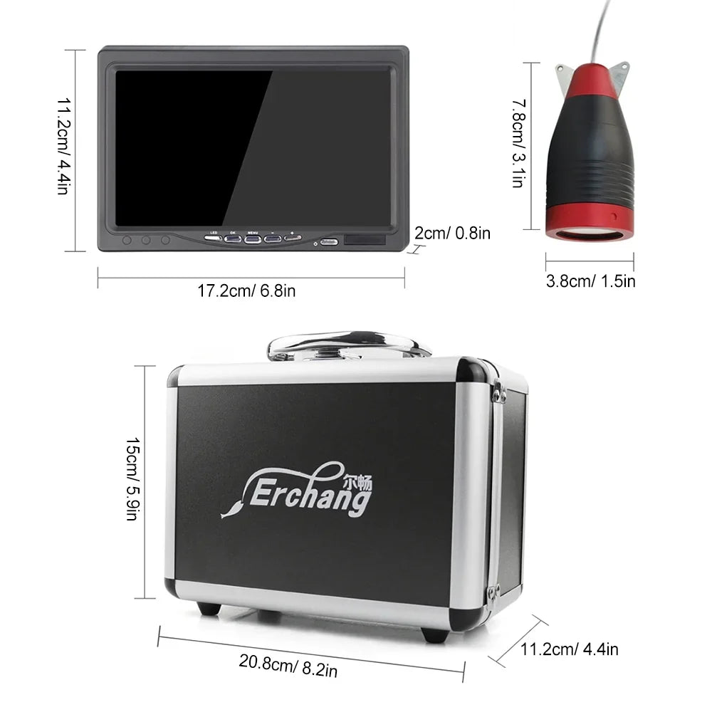 Erchang Underwater Fishing Camera Portable Fish Finder with 7 Centimeter for Boat Kayak Lake Sea Fishing - Reliable Fish Tracking, Real-time , -have for Fishing Excursions
