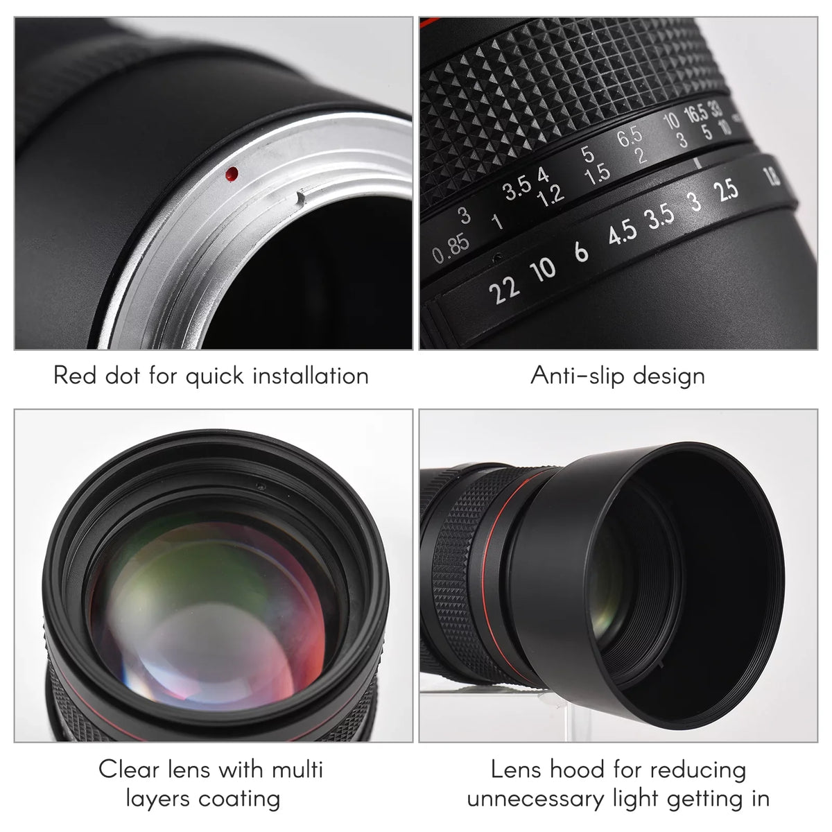 Andoer 85mm F1.8 Medium Telephoto Manual Focus Lens with Large Aperture, Suitable for Sony A7 Series, A9, A6400, A6500, A6300, A6000, A5100 Cameras