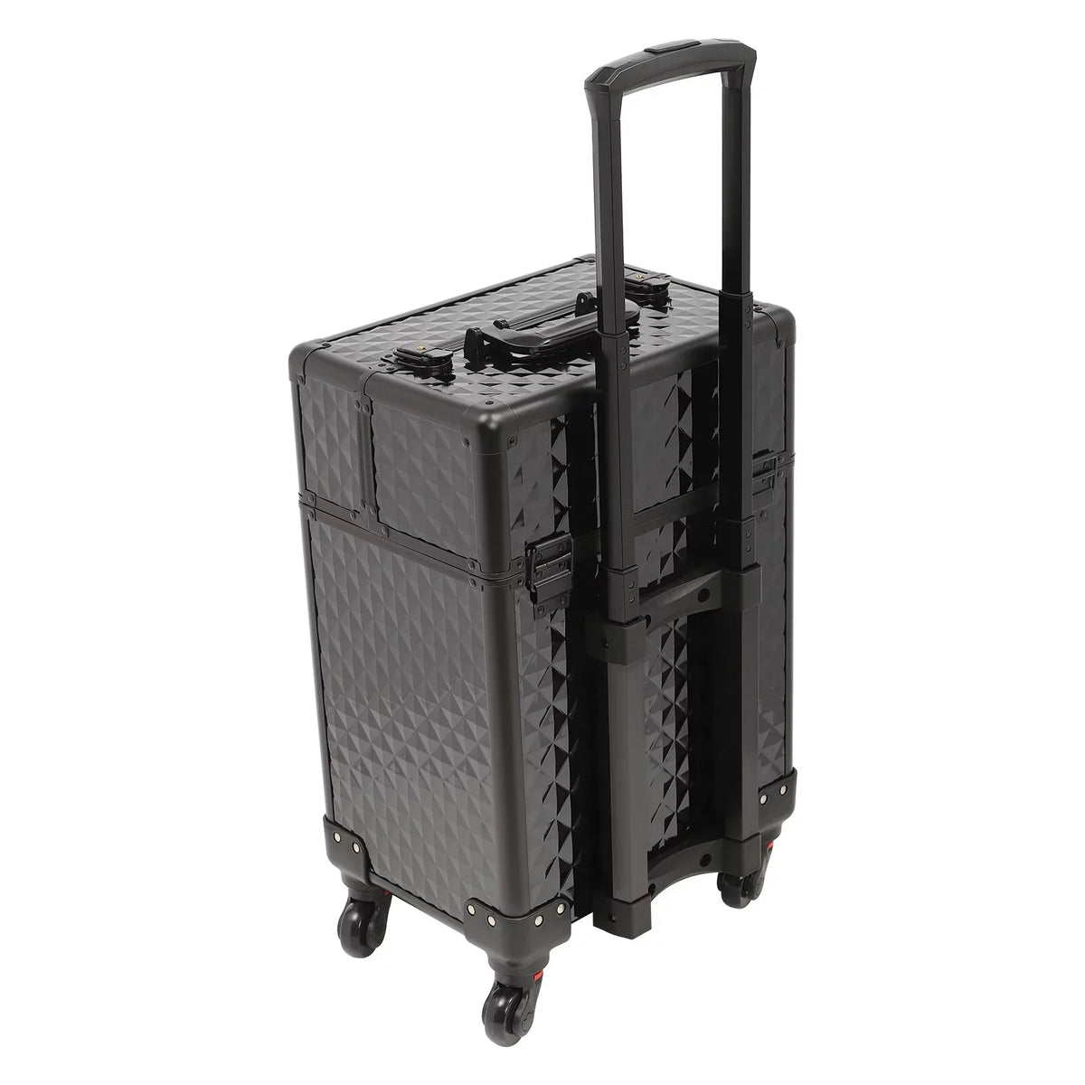 Aiqidi Rolling Makeup Train Case Wheeled Manicure Storage Case Trunk Nail Organizer Luggage Cart Salon Cosmetic Trolley Box Charcoal