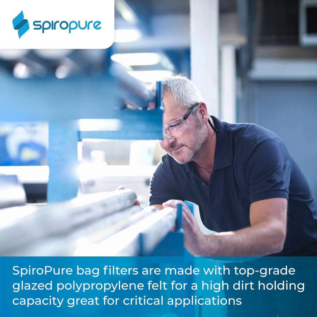 SpiroPure SP-BP-420-100 100 Micron #4 (20”) Glazed Polypropylene Felt Liquid Bag Filter BP-420-100 155394-03 (Case of 40)