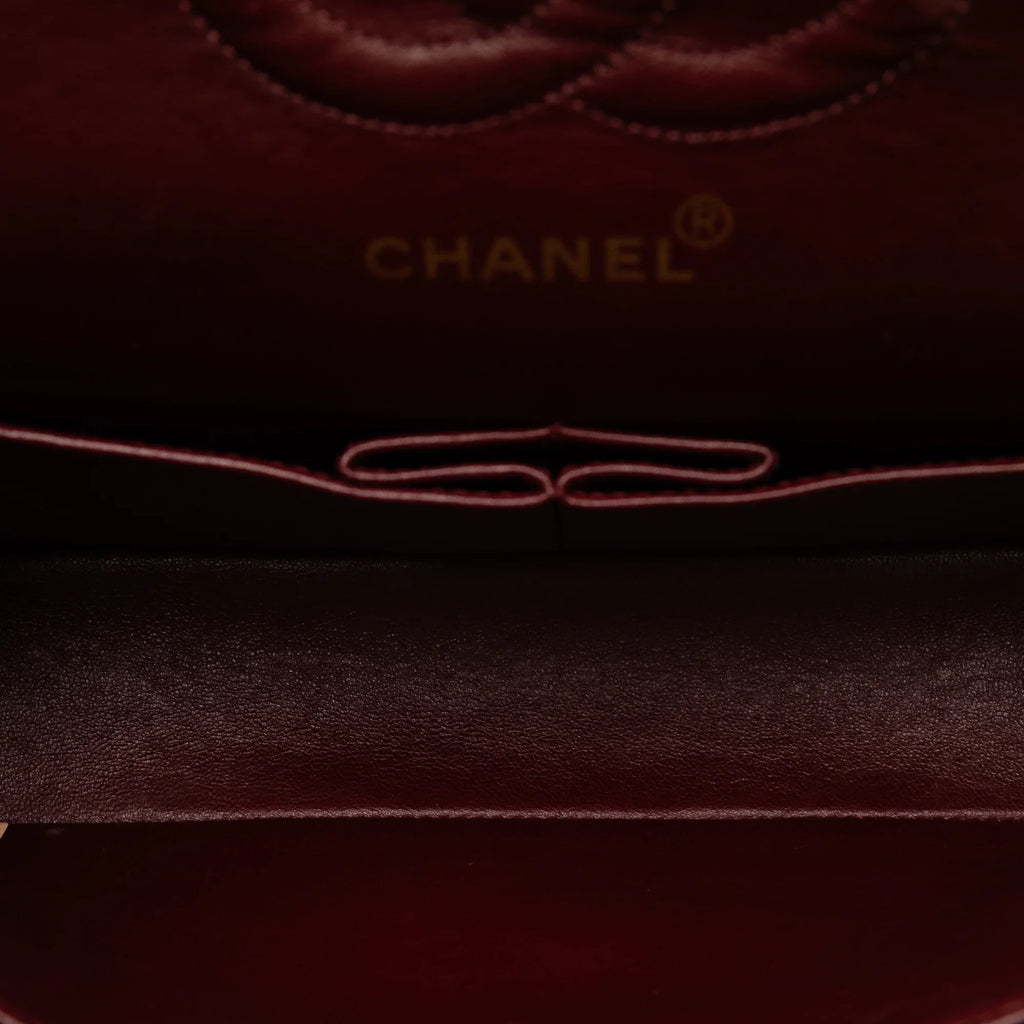 Pre-Owned Authenticated Chanel Medium Classic Lambskin Double Flap Leather Blue Shoulder Bag Unisex (Good)