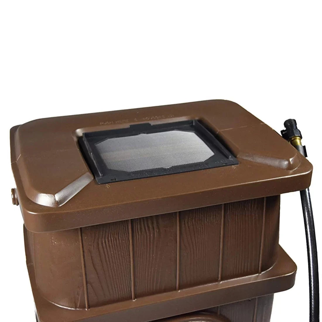 FCMP Outdoor 45 Gal Wood Grain Rain Water Catcher Barrel, Brown (2 Pack)