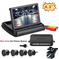 Car Reverse Backup Parking Sensor Radar System, Buzzer beeps, with 4.3in HD Backup Camera Car Monitor Rear Camera View Parking System Night Vision