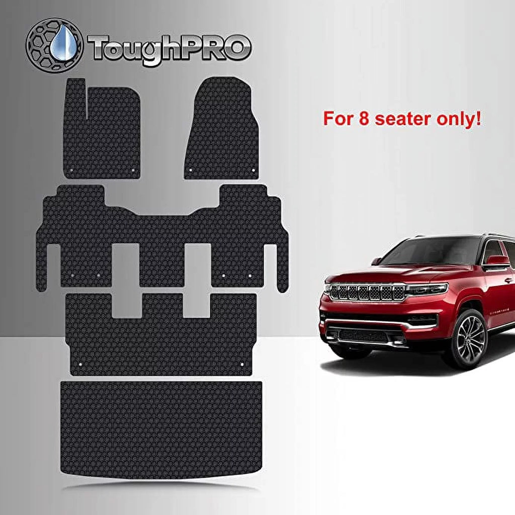TOUGHPRO Floor Mats Accessories Set + 3rd Row + Cargo Compatible with Jeep Grand Wagoneer 8 Seater All Weather Heavy Duty Onyx Rubber - 2022