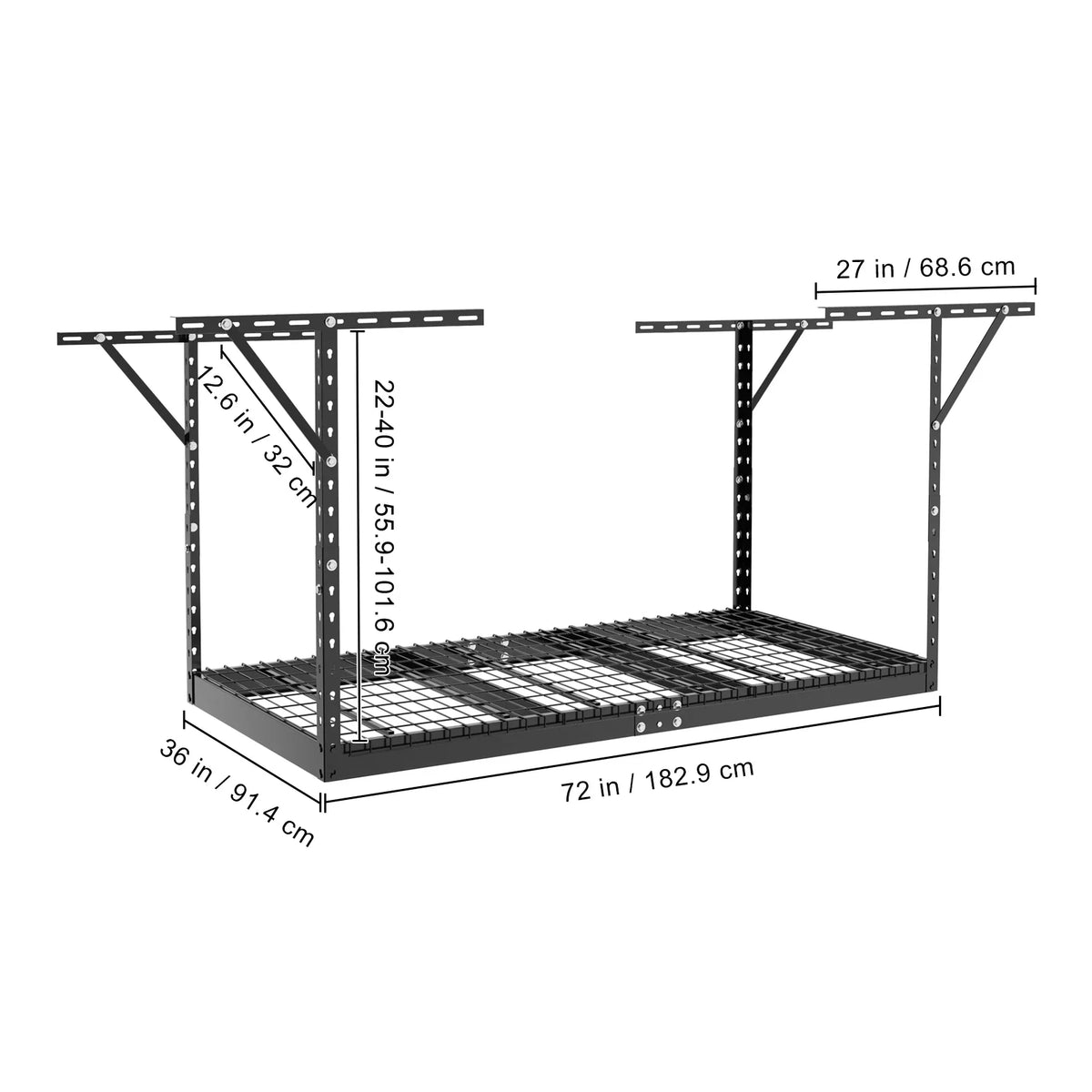 VEVOR Overhead Adjustable Garage Storage Rack 36x72in Ceiling Rack 550lbs Charcoal