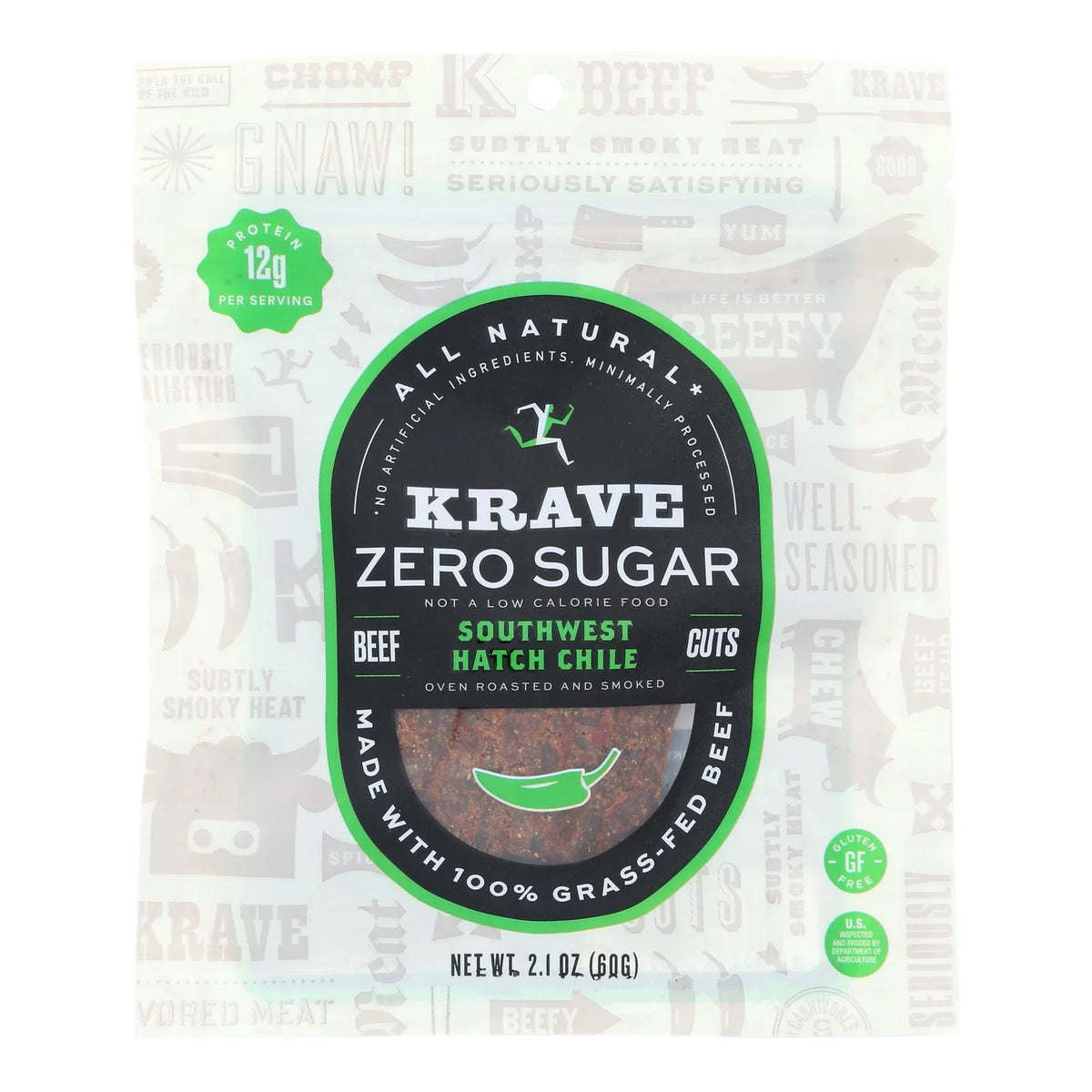 Krave - Beef Jrky Sugar Free Swest Hatch - Case of 8-2.1 OZ