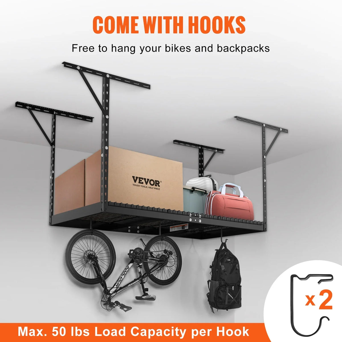 VEVOR Overhead Adjustable Garage Storage Rack 36x72in Ceiling Rack 550lbs Charcoal
