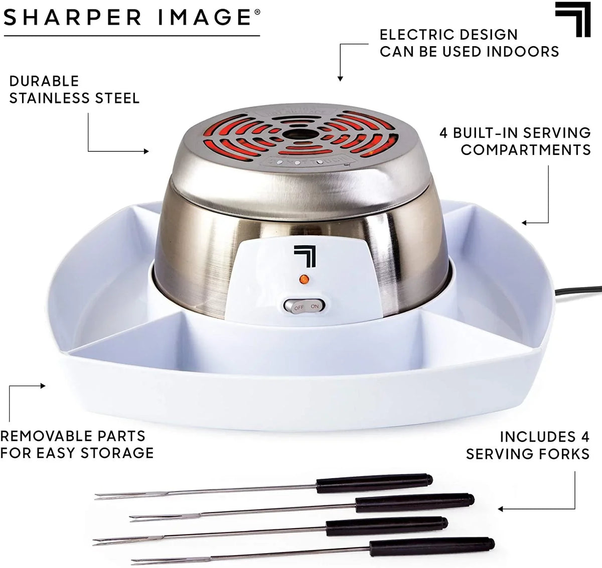 SHARPER IMAGE Electric Tabletop S'mores Maker for Indoors, 6 Piece Set