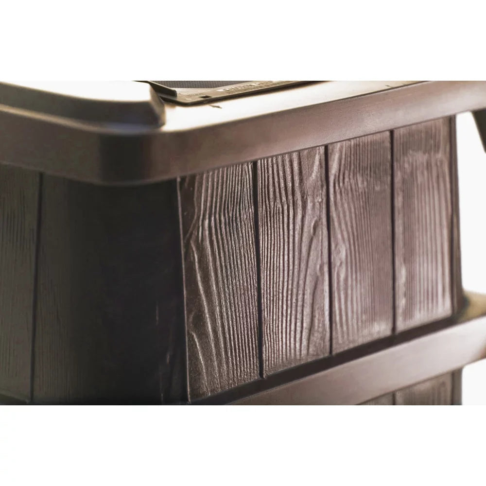 FCMP Outdoor 45 Gal Wood Grain Rain Water Catcher Barrel, Brown (2 Pack)