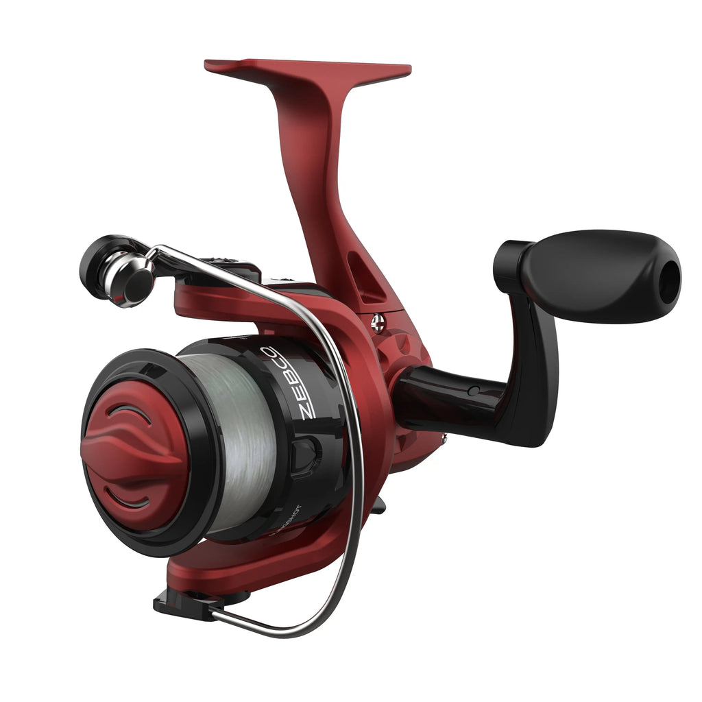 Zebco Slingshot Spinning Reel and Fishing Rod Combo, 5-Foot Inch 2-Piece Fishing Pole, Size 20 Reel, Changeable Right- or Left-Hand Retrieve, Pre-Spooled with 8-Pound Zebco Cajun Line, Red