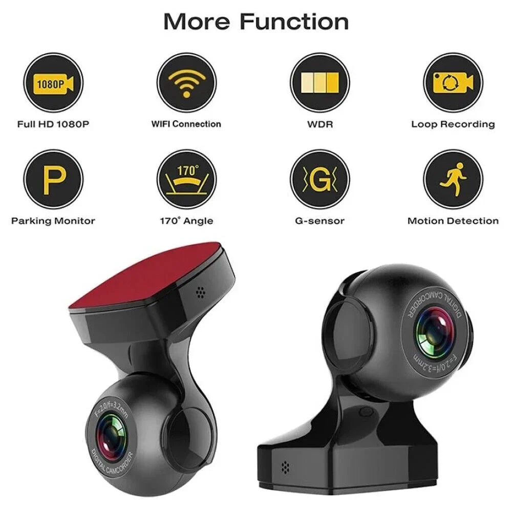 Dash Cam 170&deg; WiFi Cam Recorder - 1080P HD Car Camera