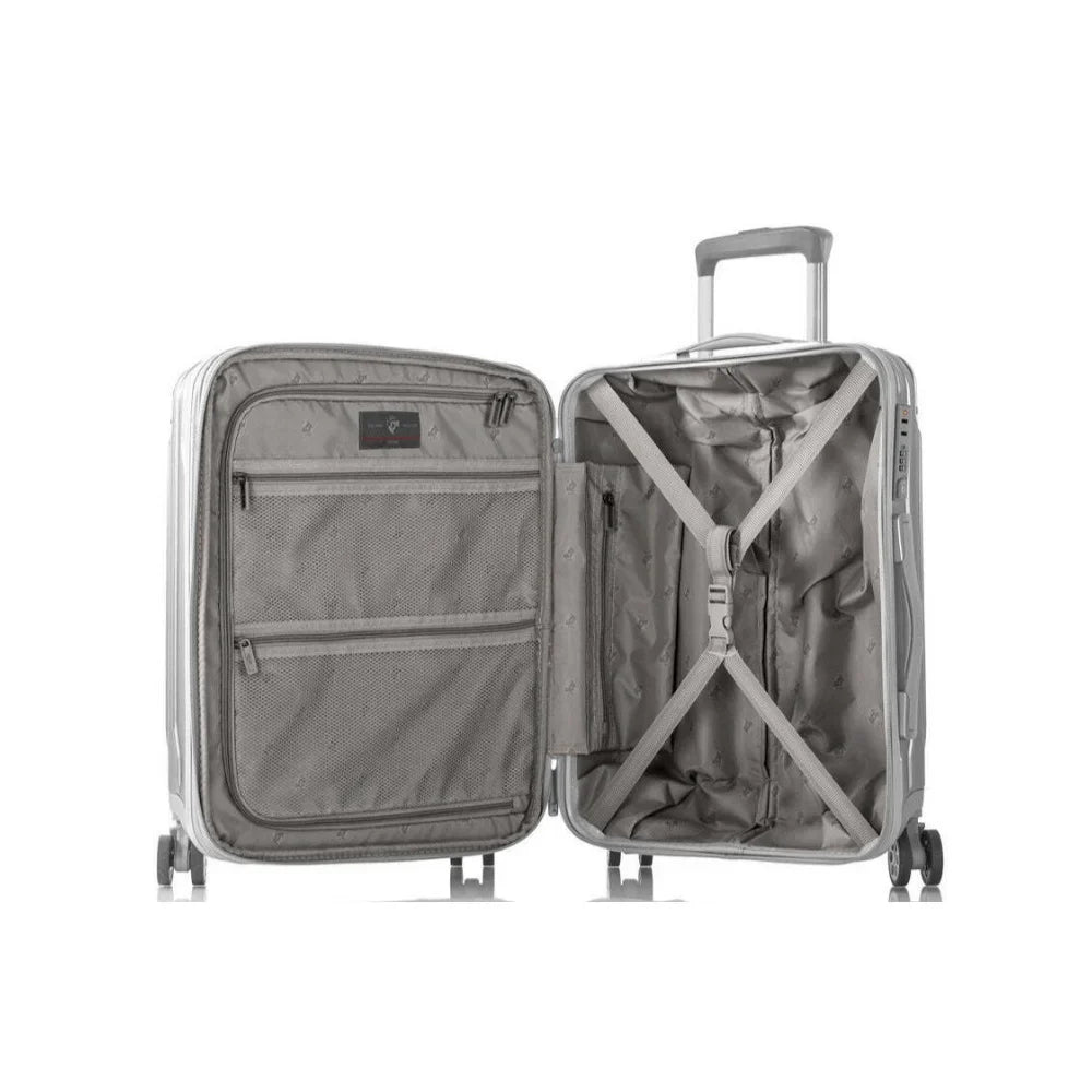 Heys Xtrak Unit Lightweight, TSA Combination Lock, Expandable, Telescopic Handle System Carry-On Luggage with Spinner Wheels Silver